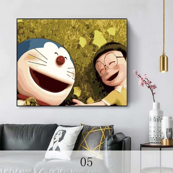 뉴타임즈20 디지털 유화 diy 유화그림 애니메이션 풍경 채색화 핸드메이드 충전 그림 스트레스 해소 장식화 D5E09A10, 05 60CM*75CM골드WK