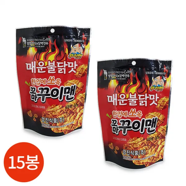 경진식품 꼬마 꾸이맨 매운불닭맛 50g x 15봉, 단품