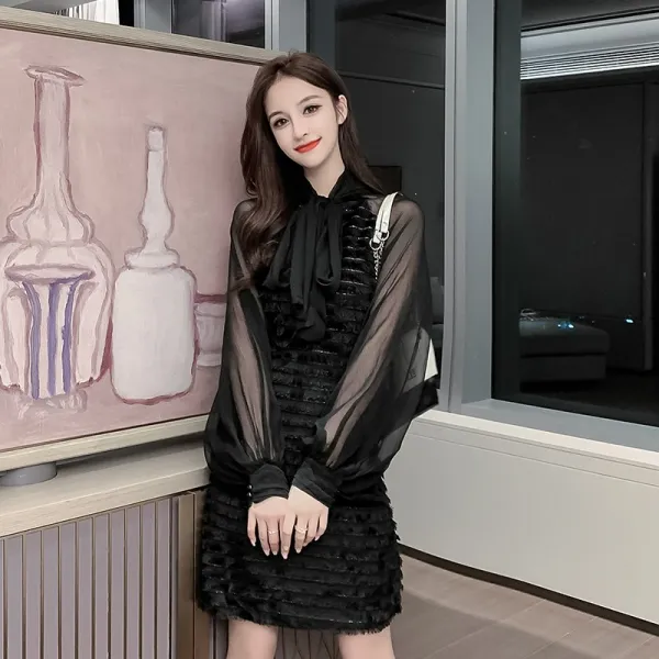 데일리룩 패션 럭셔리 파티룩 타이 샤 시스루원피스