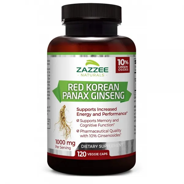 Zazzee 재지 레드 파낙스 인삼 1000mg 진세노사이드 120캡슐, 1개