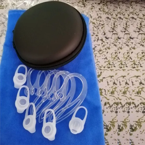 헤드폰액세서리 블루투스 이어폰 후크식 고리구멍 후크귀걸이 귓불 통용버전 샤오미 떨어짐방지 부속품 소프트실리콘 버클, 기본, T05-5백송 마우스 귀고리+귀마개+케이스