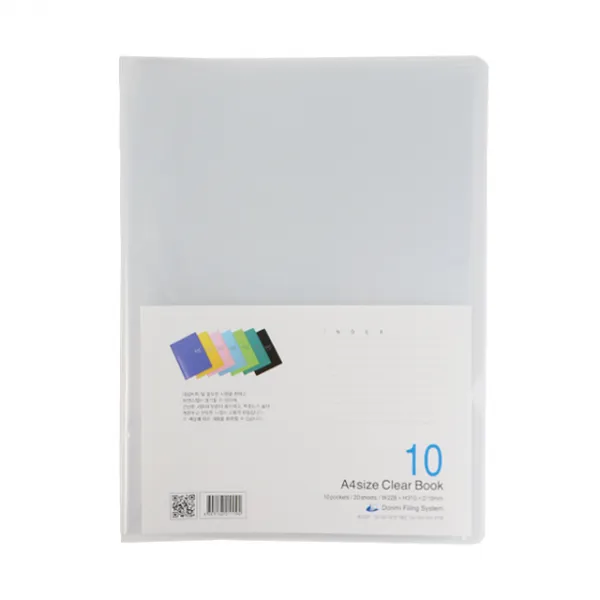 플러스샵 10매 클리어화일 A4 5색상 PP 고투명, 10매 투명 10개