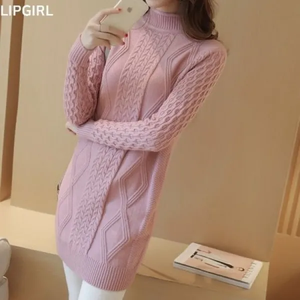 [멸치쇼핑]립걸로스 반하이넥 슬림 롱니트