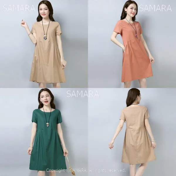 Qterra 특허브랜드 린넨 스타일 티셔츠 캐쥬얼 마 스타일 원피스 루즈핏