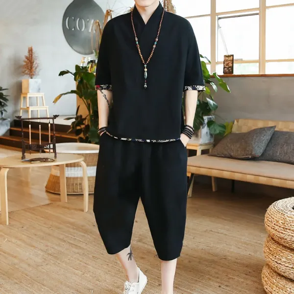 모리아 린넨 여름 남성 반팔 투피스 Lyab