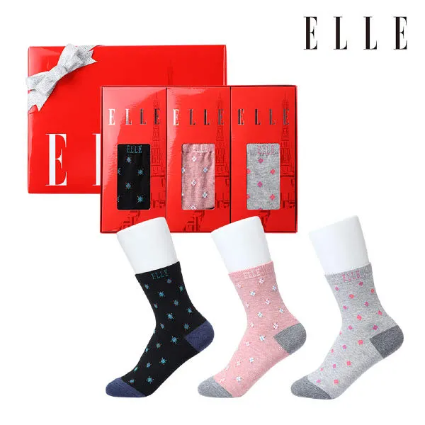  현대백화점 Elle양말 숙녀 미니다이아 일반목 3족세트 Ee12400_3