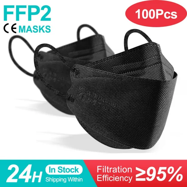 컬러 피쉬 마스카라 FFP2 KN95 마스크 한국 인증 마스카라 fpp2 동질가 호흡기 ffp2mask ce 재사용 가능한 마스크 마스크, adult black 100pcs_9