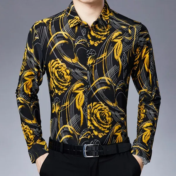 심쿵직구 남성 데이트 스타일 데일리 어텀 플라워 프린트 셔츠