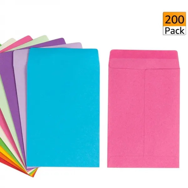 가정 정원 결혼식 또는 사무실을위한 200 팩 자동 접착 작은 부속 소포 봉투 Kraft 자동 밀봉 씨 봉투