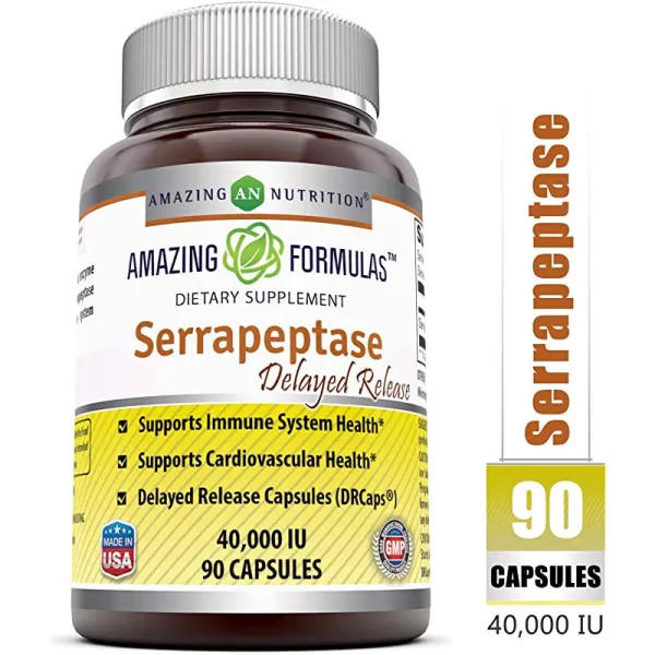 Serrapeptase 40000 유닛 90 캡슐 자연 항염증 촉진 심장혈관 면역 및 동맥 건강 지연 방출 캡슐 지원, 상세페이지 참조, 상세페이지 참조