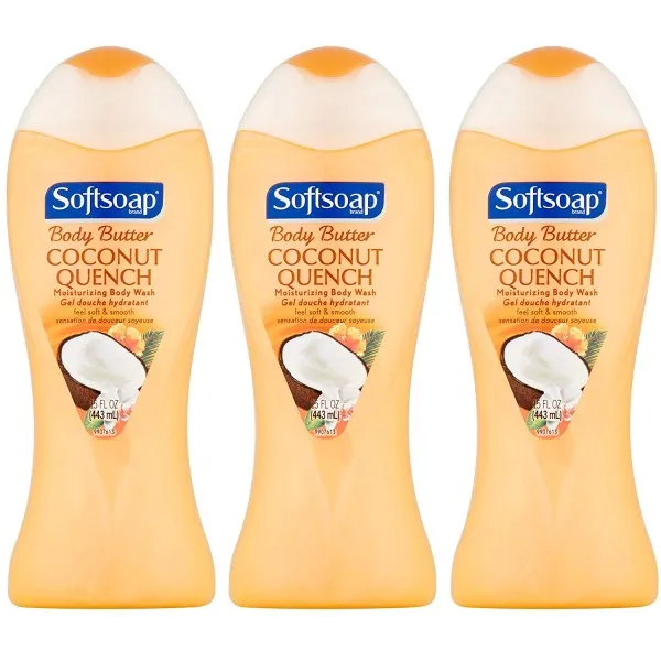 [Softsoap] 소프트 소프 모이스춰 라이징 바디 워시 코코넛 아일랜드 끄다 15온스 (3 팩), 단일상품