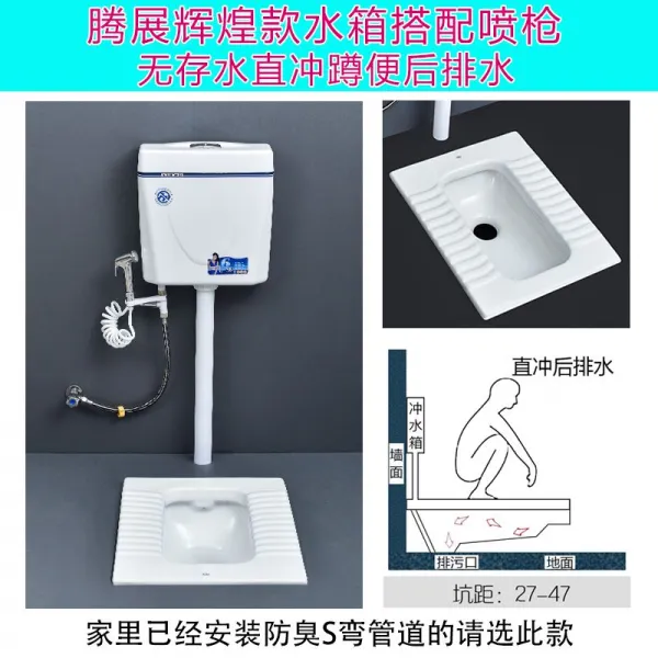 가정용 도자기 물탱크 풀 룩 방취 대변기 스쿼트식 디디다, 곧장 돌진함 후배수 _비키다 눈부시다