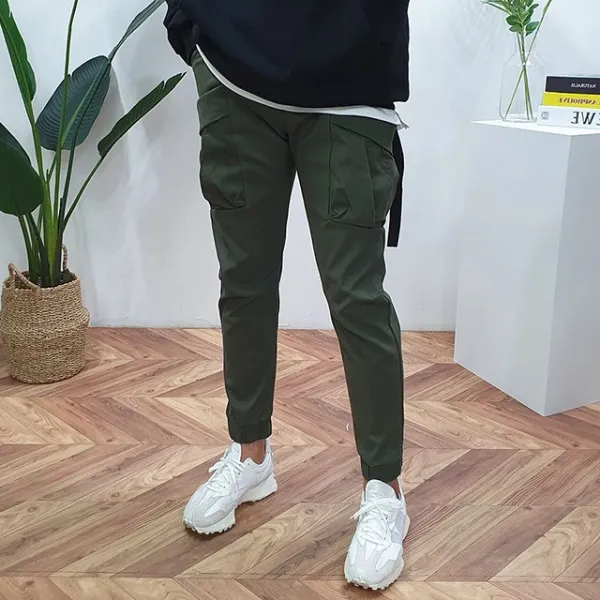 바이코드 남자 겨울 융기모 벨크로 카고 조거팬츠