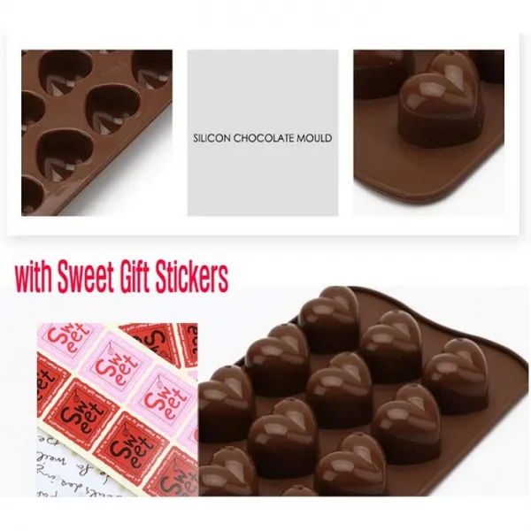 보조개 심장 실리콘 금형 및 손으로 만든 종이 선물 스티커 식품 케이크 초콜릿에 대 한 설정, One Size