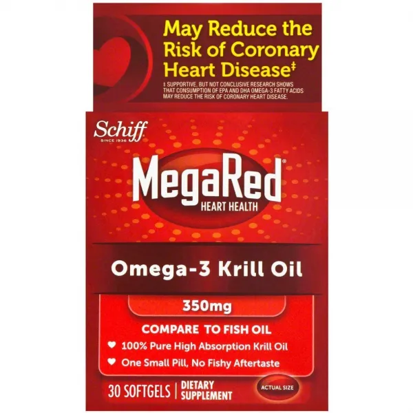[미국 직구] MegaRed 350 mg 오메가 3 크릴 오일 어유와 같은 비린내 뒷맛 없음 30 정 30 Count, 30정, 350mg