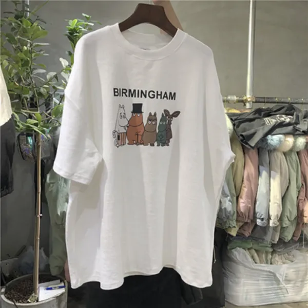 반팔티셔츠 여 인즈 여성복 루즈핏 캐주얼 이너에옷 벌을 대신 지급하다.