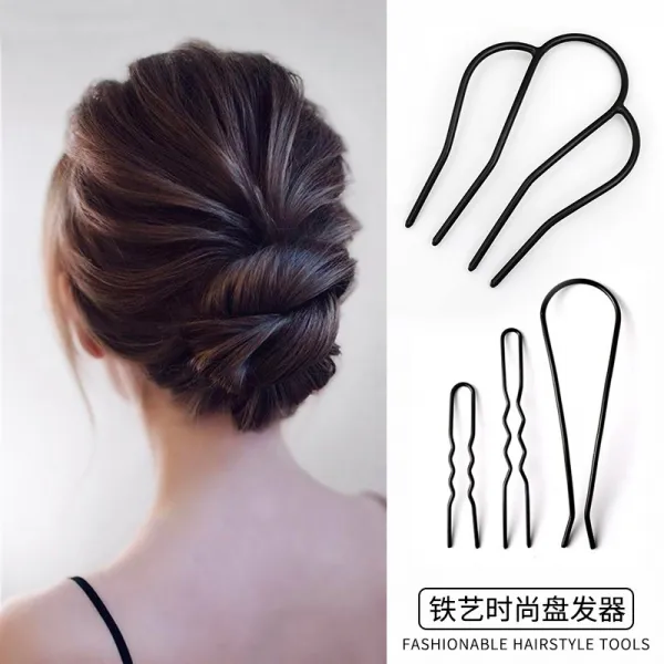 올림머리 꽂다 철제 머리집게 심플그릇 발 도구 신기 비녀 헤어액세서리 머리핀 빗질 3878548734