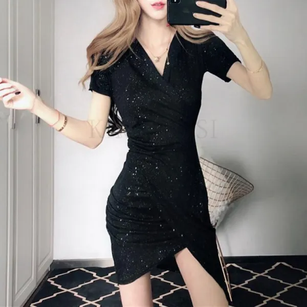 Kirahosi 여성 섹시 홀복 드레스 프릴 백리스 원피스 오프숄더 클럽 307호 Byol4yi