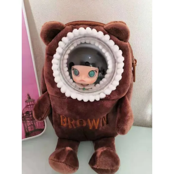 구체 관절 인형 구관 강보 구관옷 케이스 구관 가방 소품, 브라운 베어 1 (더블 레이어), 18cm*14cm*3cmcm