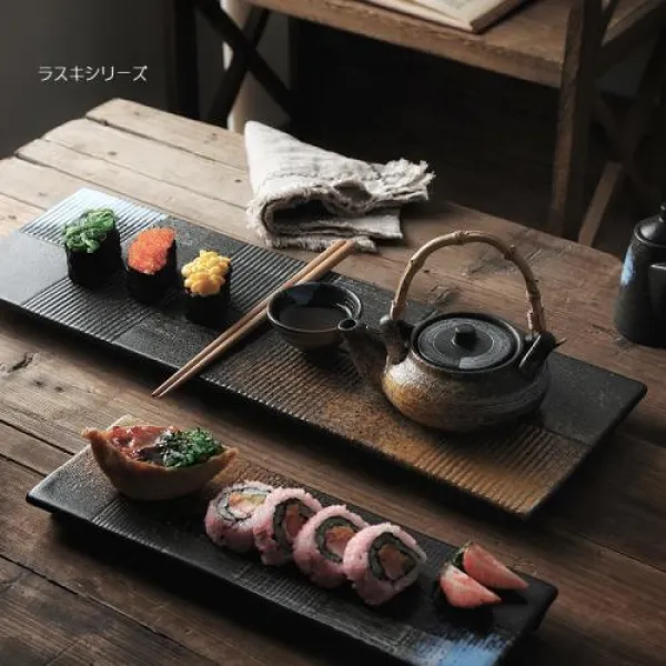 사각도자기접시 도찌 산산이 부서지다 스퀘어 스시 몸을 찌르다 냉채 플랫그릇 클래식 요리당 롱스틱, 19 인치 체크 판 접시/