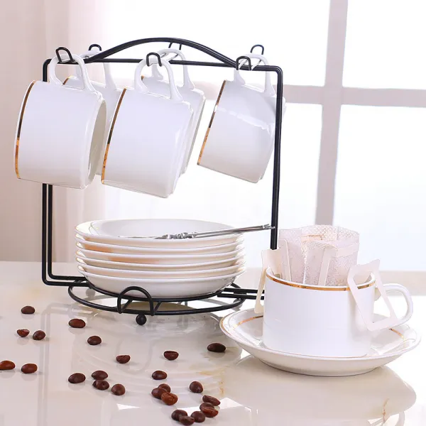 엔도르핀 유럽 도자컵 심플 커피잔 6종 가정용 스몰 럭셔리 스푼 단프놈펜 6컵66국자 1컵