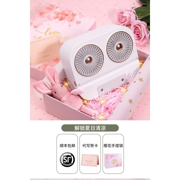 여자신입생패션 생일선물 여학생 친구에게선물 트윈 실용적 깜짝 놀라다 아내를 바래다주다 온도 내리기 신기 2944575140, 쌍엽 쌍분사출 화이트 _핑크 로맨스