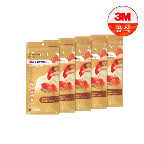 [멸치쇼핑][3M]후레쉬 휴대용 백 30매(중) 5개세트, 상세페이지 참조