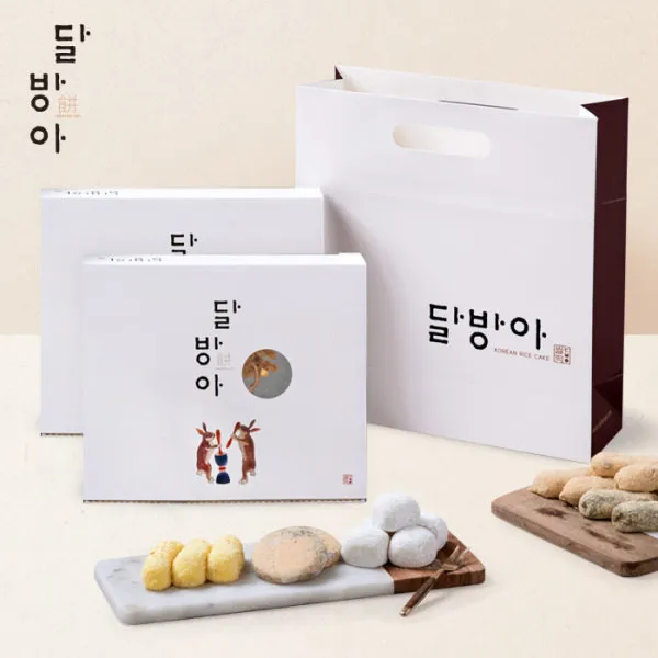  달방아 大사이즈 떡 2종 선물세트 쇼핑백포함 상품명:콩쑥찰떡 대 +콩쑥찰떡 대 /쇼핑백