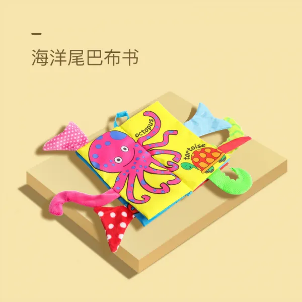 Lanzhou 아기 조기 학습 천 책 눈물 썩지 않은 3 차원 교육 H 지능형 장난감 사운드 종이 0-18 개월 신생, 울리는 종이와 바다 꼬리 헝겊 책