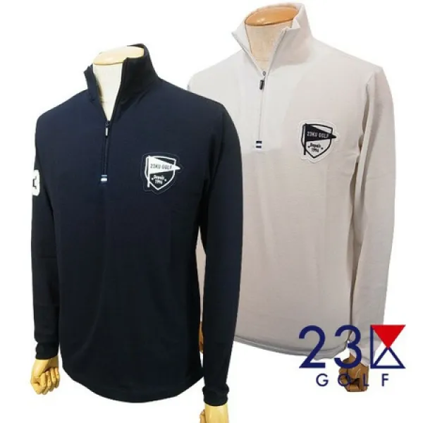 New23 구GOLF맨즈흡 수속건UV가공 honeycomb 하프 ZIP 컷소우◆긴 소매 셔츠KKVTBM-0411＝＝＝Made in Japa, M사이즈