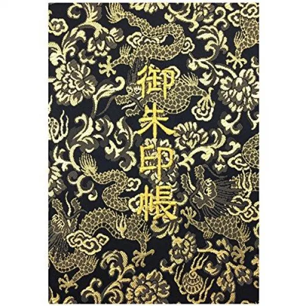千糸 繍院 御朱印 번호부 XL [黒金 용】 니시 금란 장정 / 자수 문자 벨로우즈 식 48 페이지 특 대형 (금색 자수 문자 / 백색 본분) 금색 자수 문자 /, 단일색상