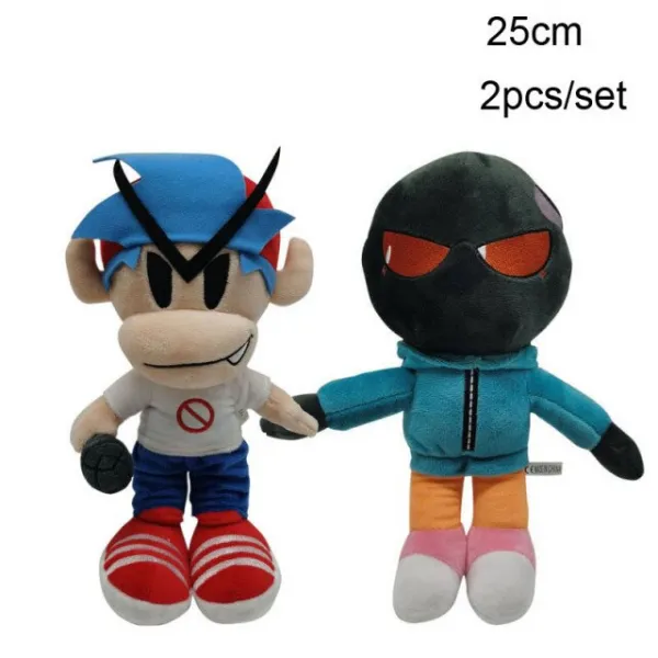 뜨거운 25cm 소프트 짜증 스키드 펌프 남자 친구 레몬 몬스터 박제 FNF 보이 인형 금요일 밤 Funkin 플러시 장난감 할로윈 선물, Microphone and bomb