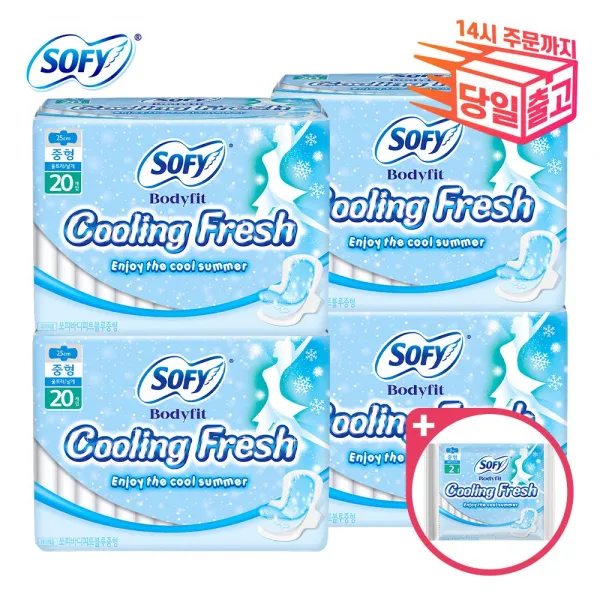 쏘피 바디피트 쿨링프레쉬 생리대 중형 20p x 4팩 + 증정2p, 1set