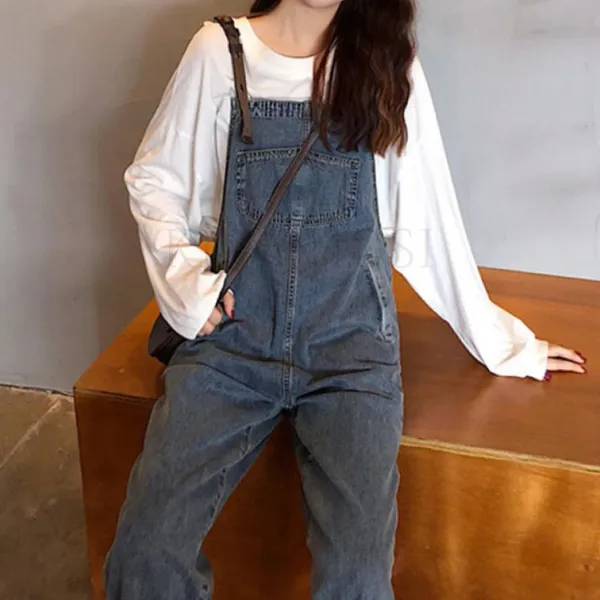 kirahosi 여자 학생 청멜빵바지 데님점프수트 오버롤팬츠 1 + 덧신증정 DP1qrdb9