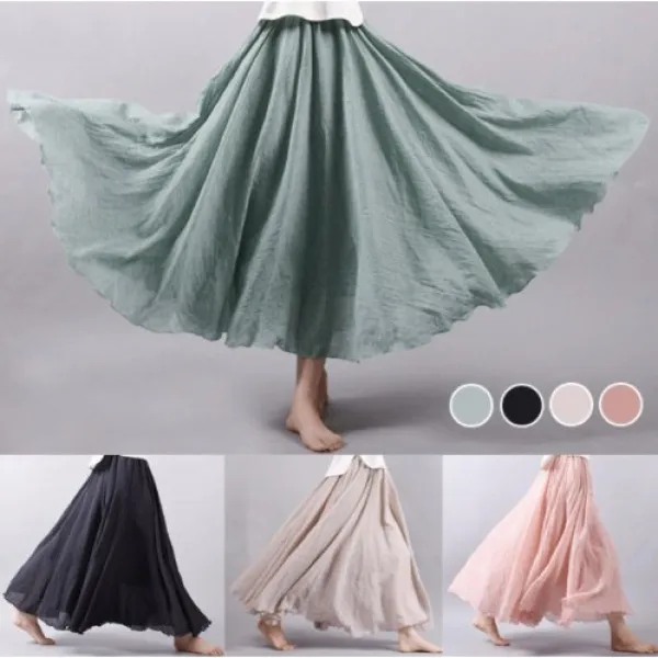 플레어 레이스 맥시 스커트