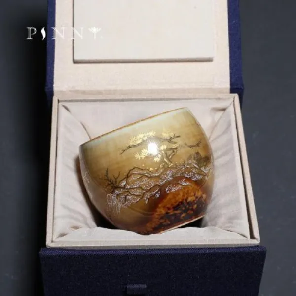 [해외] PINNY 1 ML 요 골드 마스터 컵 안료 쿵푸 찻잔 레트로 어 번체 DRINKWARE 세라믹 유약, 상세내용표시