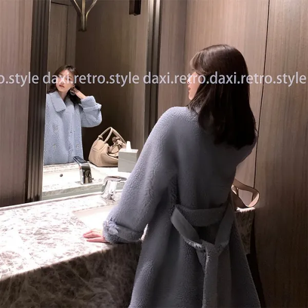 가을 심플 루즈핏 빈티지 칼라 롱 컬러 밍크코트