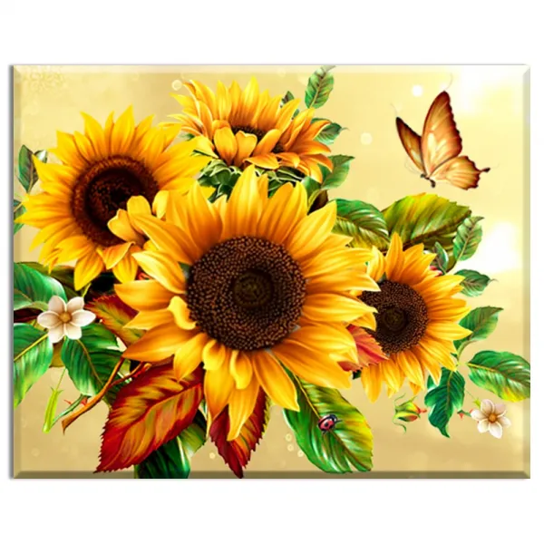 FASEN DIY 보석십자수 캔버스 형액자 세트 40 x 50cm, K035 해바라기 잎