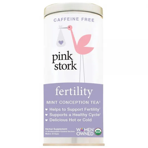 Pink Stork 불임 차 Unsweet 민트 티 생분해 성 파우치에 USDA 유기농 잎 호르몬 균형 그리고 주기 규제 비옥 마약없 30 컵 카페인 프리, 선택, 상세설명참조
