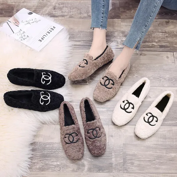 Qterra 특허브랜드 플랫 아우터 기모 로퍼 겨울 여성 미끄럼방지