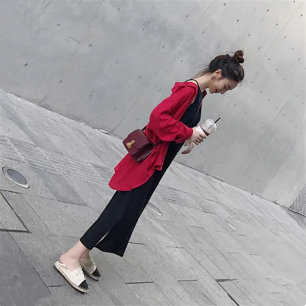 위파인더 chic 이른 봄 항맛이 작고 싱그러운 초가을 소심기거리 라운딩 레드 스커트에 2종 세트 봄