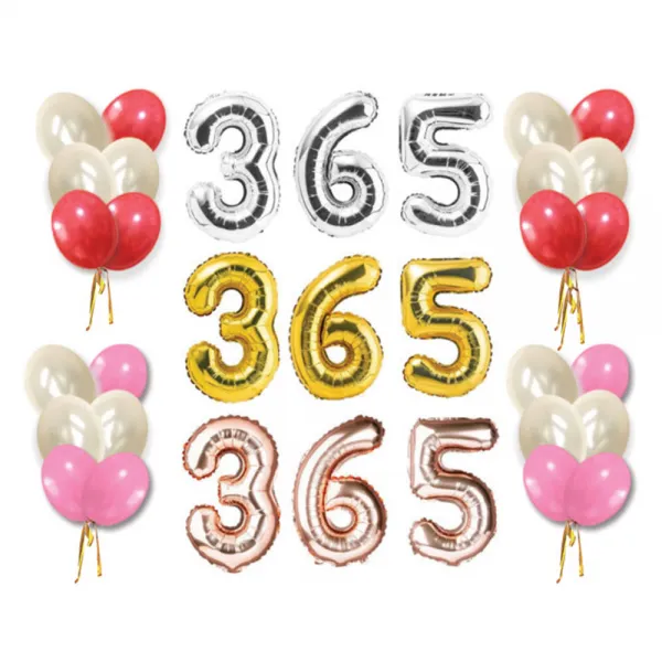 파티야놀자 365 1주년 일주년 기념일 펄 파티풍선 세트, 실버(소)_365+러브톤