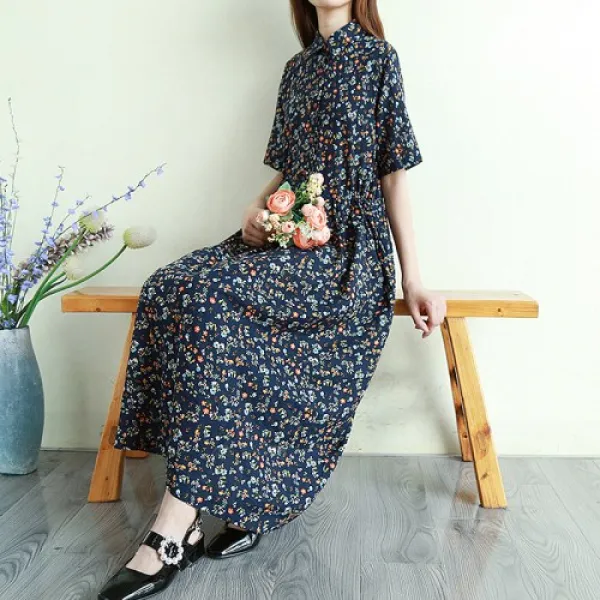 해외 여름원피스 빈티지 문예면 마분가라 원피스 봄여름 롱 린넨-23501