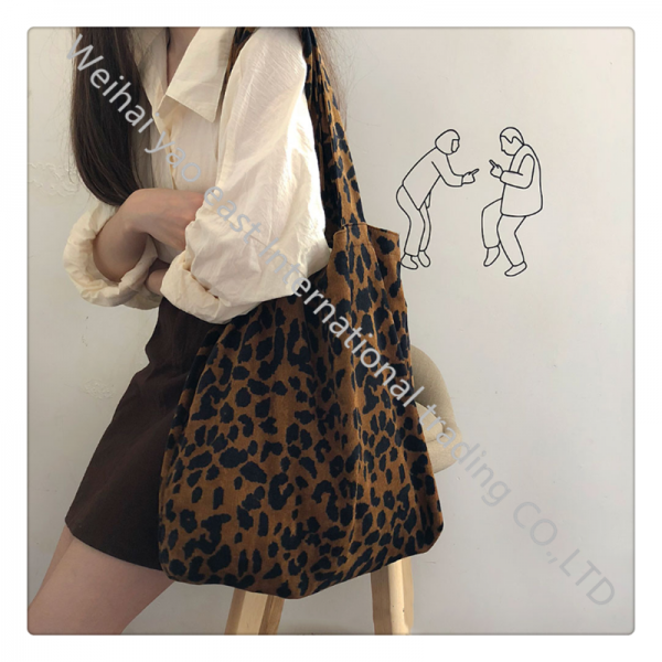가을과 겨울 표범 코듀로이 한 어깨 캔버스 가방 쇼핑 가방여성NP1903