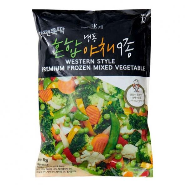 냉동 혼합야채 9종(볶음용 카레용 양식용 렌지용야채 서양요리용 가니쉬용) 1KG