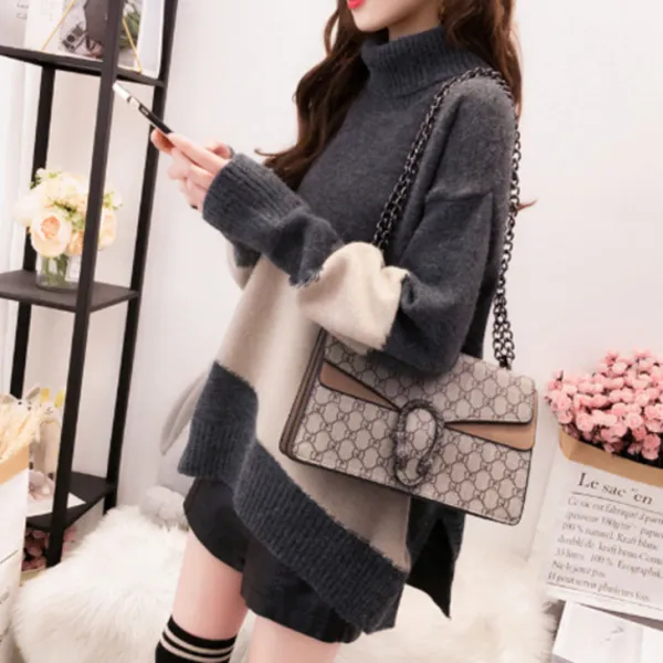 Hqint 가을겨울 니트목폴라 데일리여신 Jy19102521