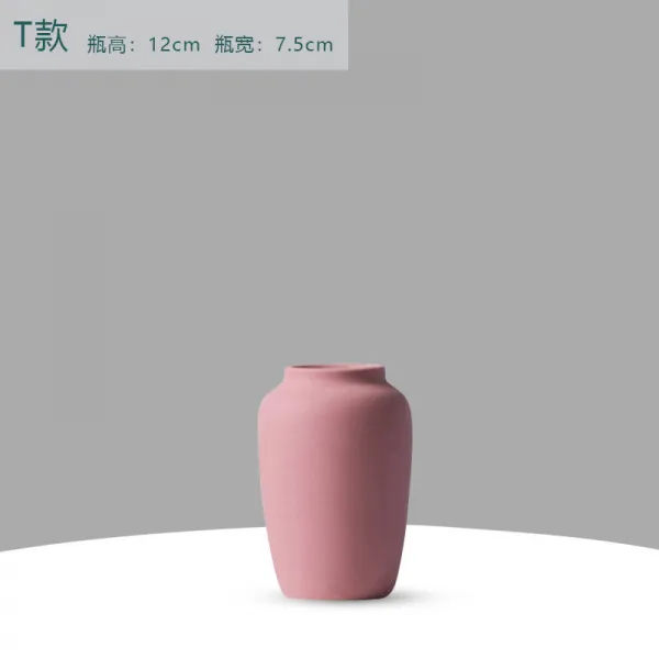 에그플래닛 직매 경덕진 도자기 화병 현대 인스 심플 크리에이티브 스몰 프레쉬 하나, 핑크 T타입