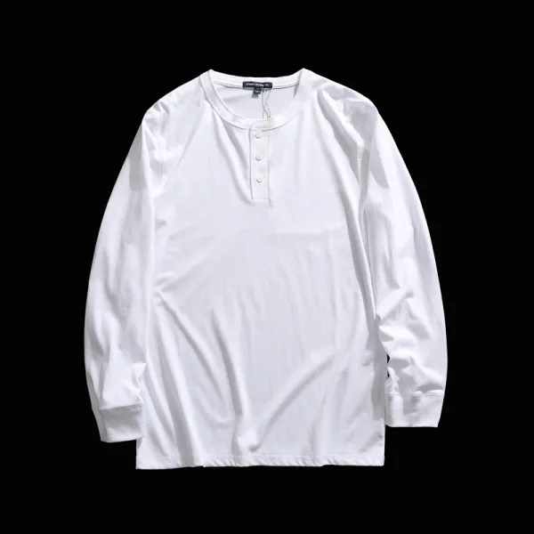 헨리넥긴팔티 초 가을 손을 대다 신선을 맛보다 남성 이너티셔츠 캐쥬얼 무지긴팔티 3757099839