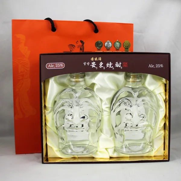 양반 안동소주 전통주 하회탈유리병 25도 375ml 2병 쇼핑백, 1개, 750ml