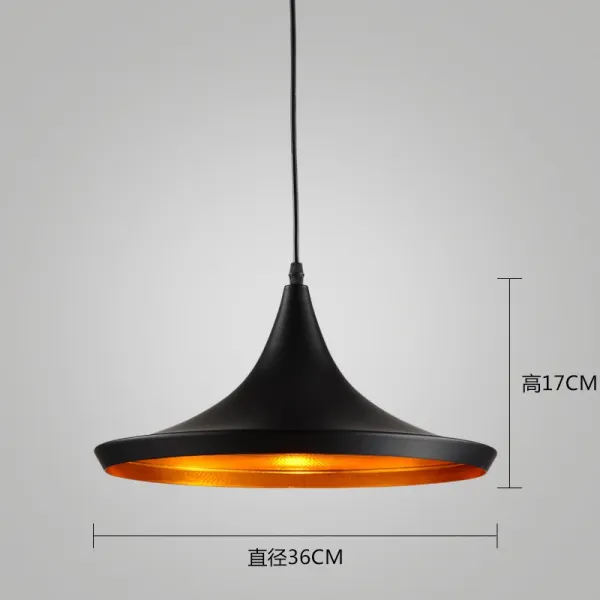 Nov.28 497번 심플 크리에이터 샹들리에 북유럽 복고 아트 카페 바 스탠드 레스토랑 싱글 샹들리에Z, 나팔 모양 은 검은색 에 전구 가 없다